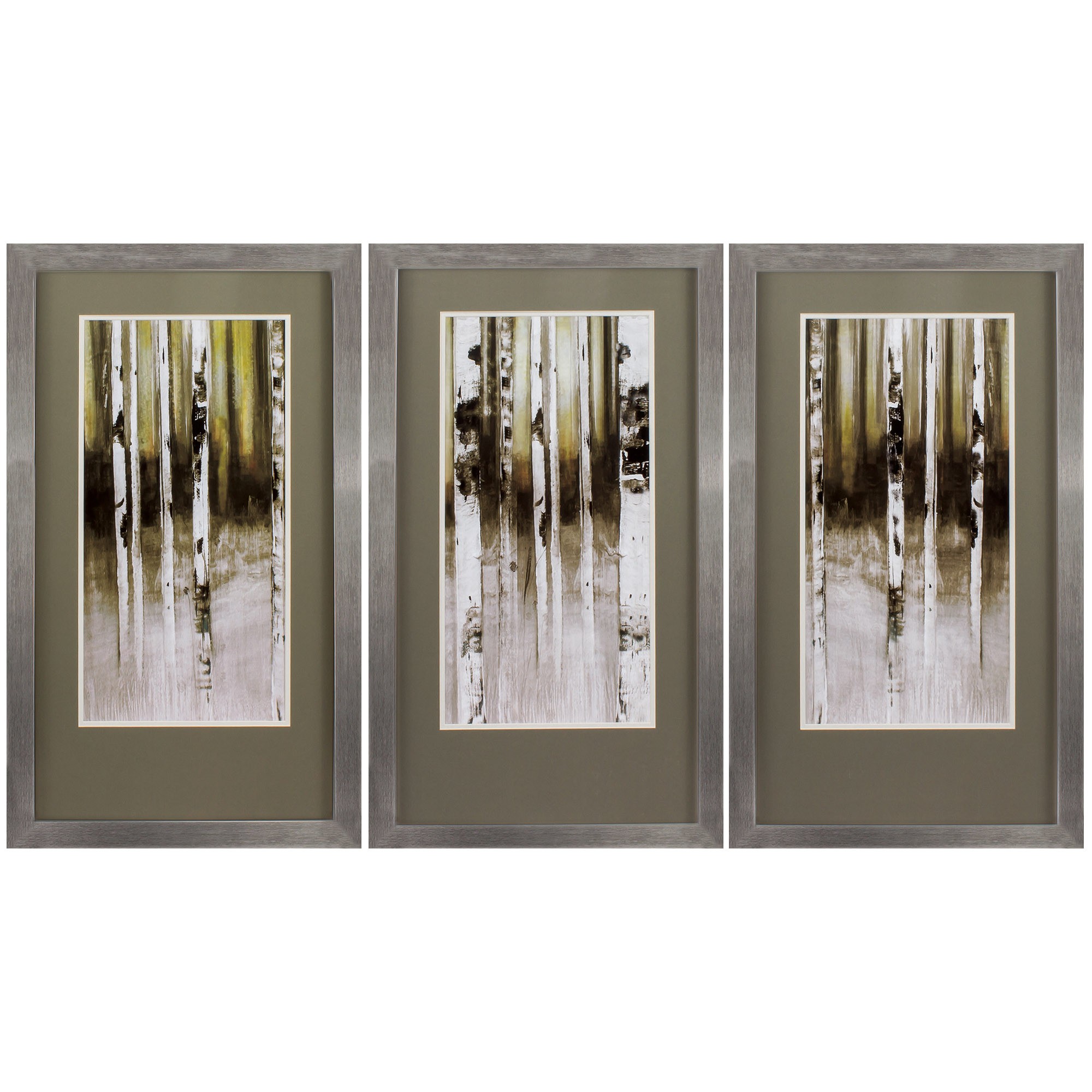 20" X 35" Silver Frame Fern Creek (Set of 3)