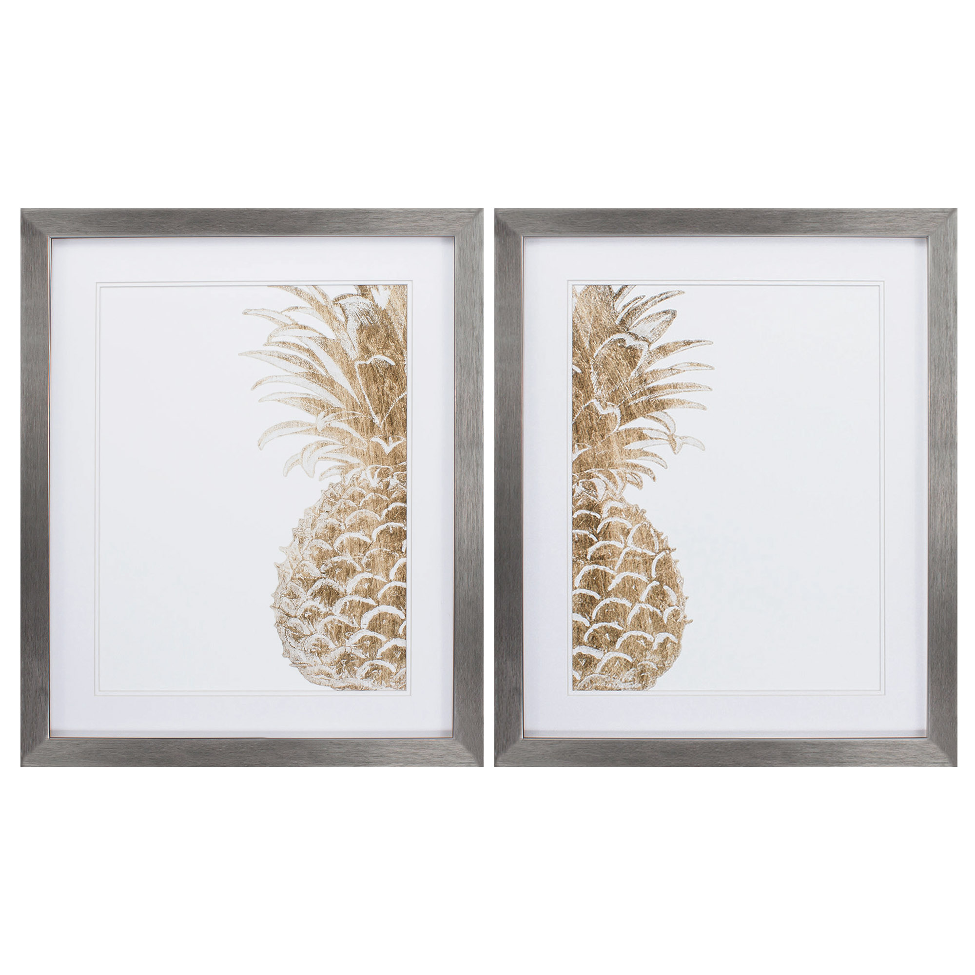 26" X 32" Silver Frame Pineapple Life (Set of 2)