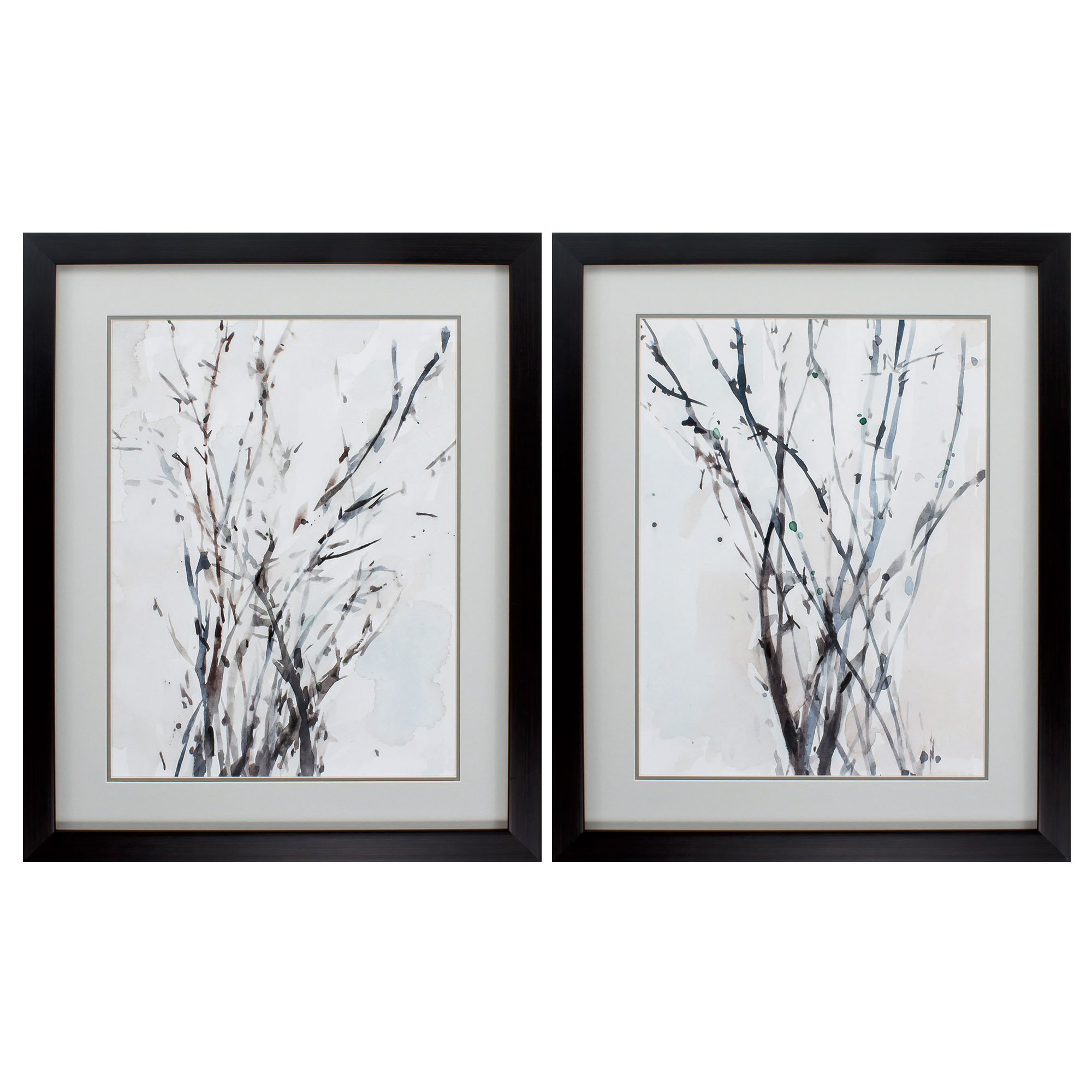 26" X 32" Brown Frame Watercolor Branches (Set of 2)