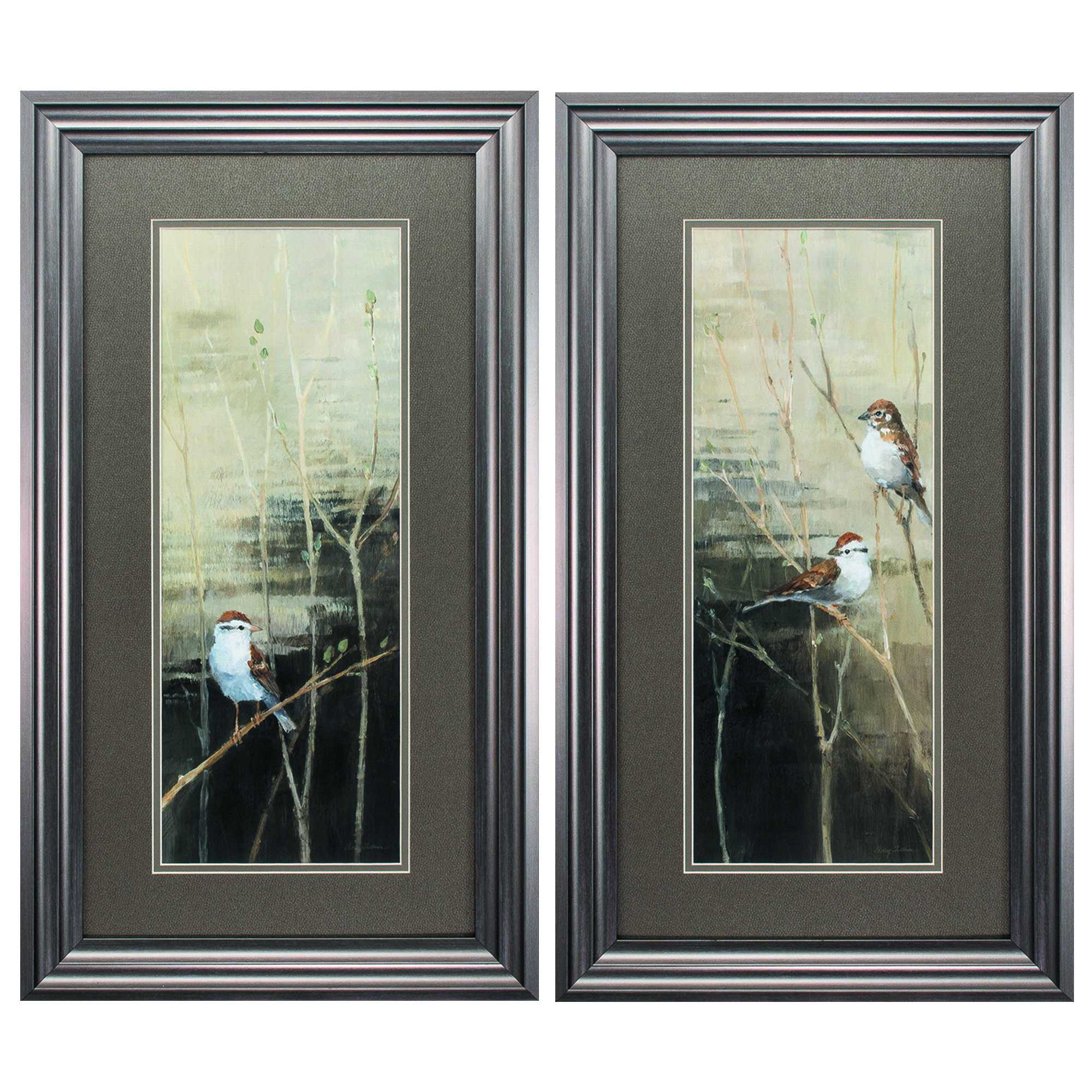 15" X 27" Gunmetal Gray Frame Sparrows Dusk (Set of 2)