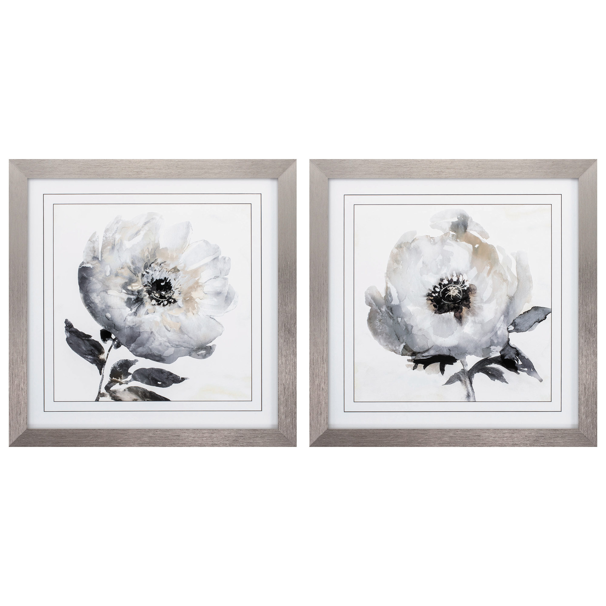 28" X 28" Silver Frame Tranquil Floral (Set of 2)
