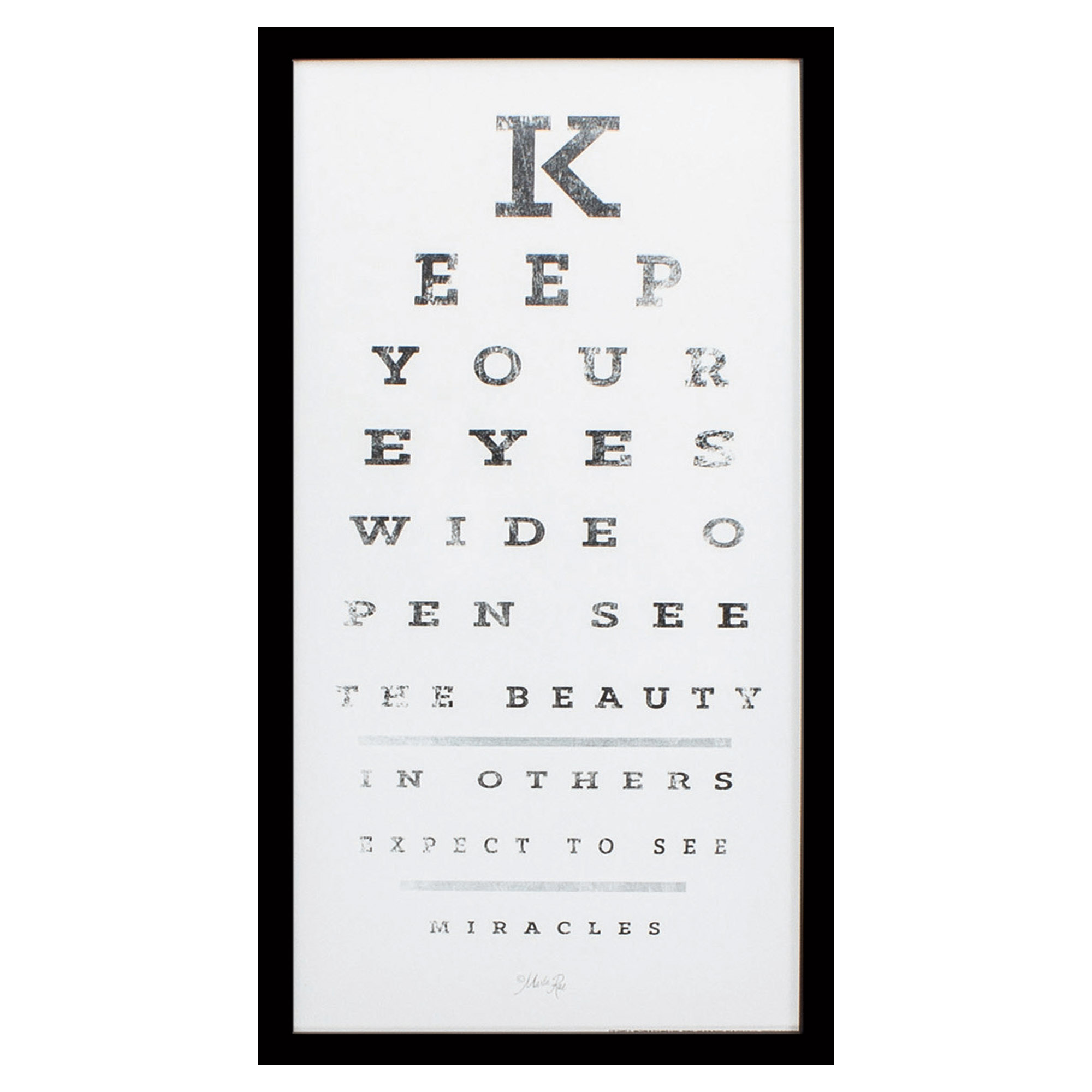 13" X 25" Silver Frame Eye Chart II