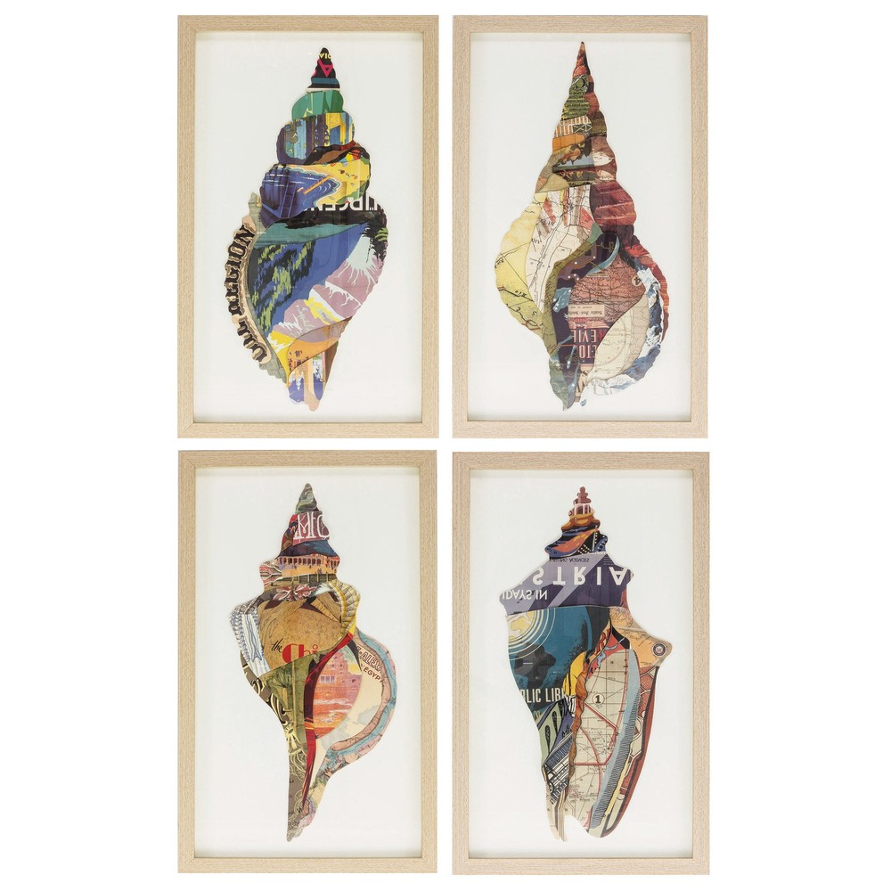 12" X 20" Paper Collage Shell (Set of 4)