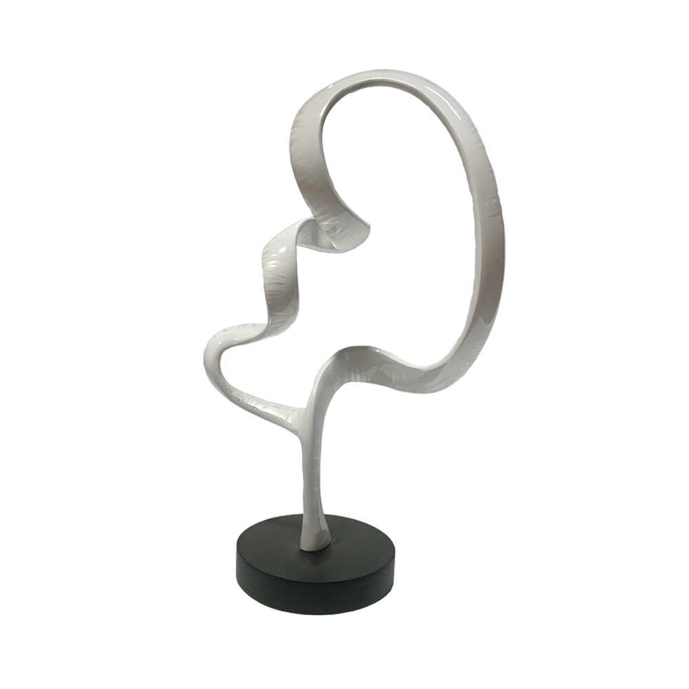 5.5" X 10.5" X 19" Silver Aluminum Curly White Ribbon Sculpture
