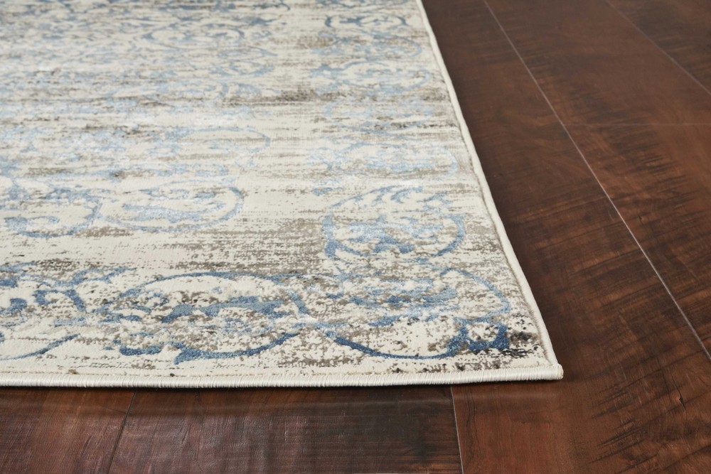 114" X 156" Ivory or Blue Polypropylene or Viscose Rug