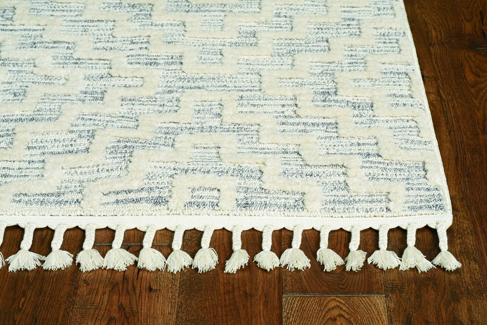 144" X 180" Ivory Grey Polyester Rug