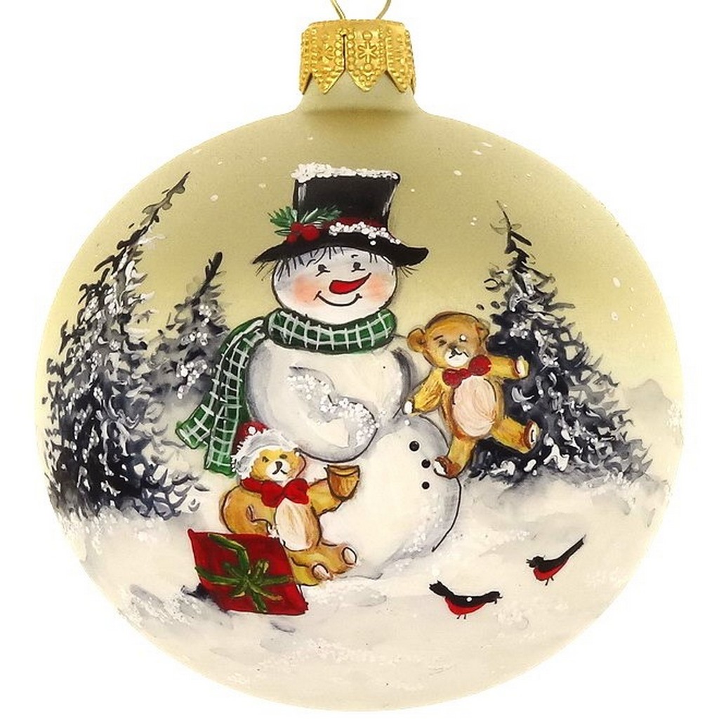 Mouth Blown Polish Glass Santa and Teddy Bear Christmas Ornament