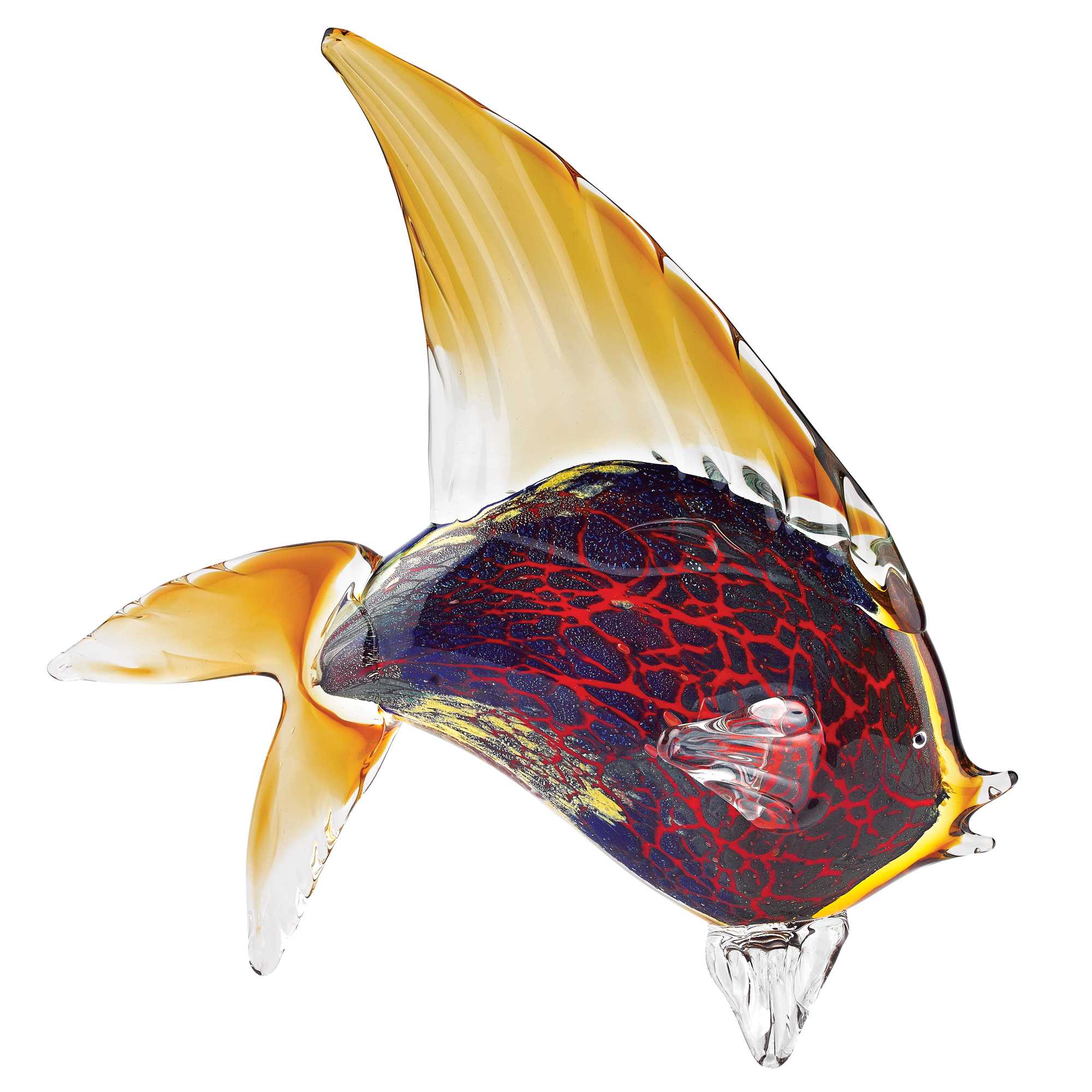 16" MultiColor Glass Art Tropical Fish Figurine