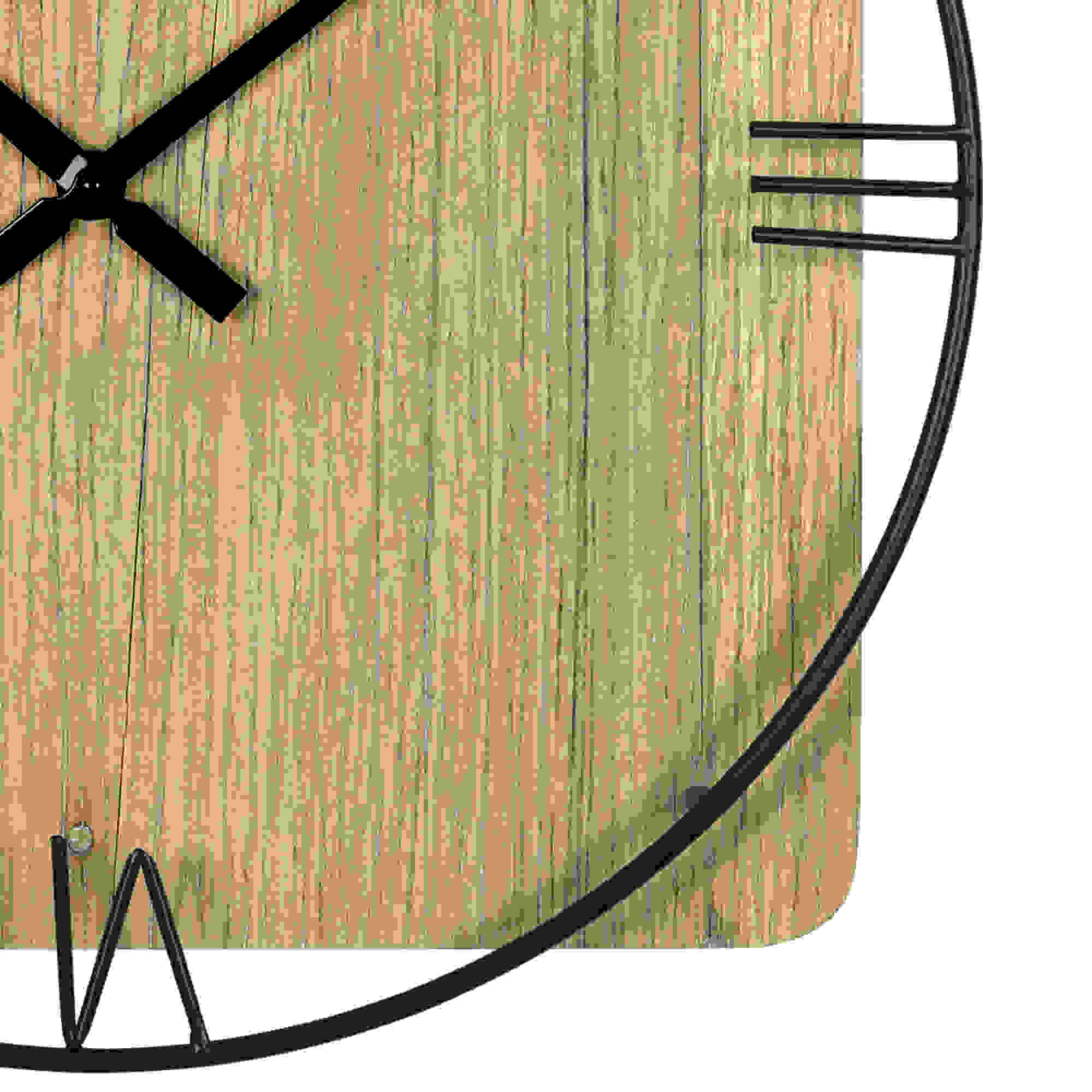 Stratton Home Decor Arthur Natural Wood and Metal Wall Clock