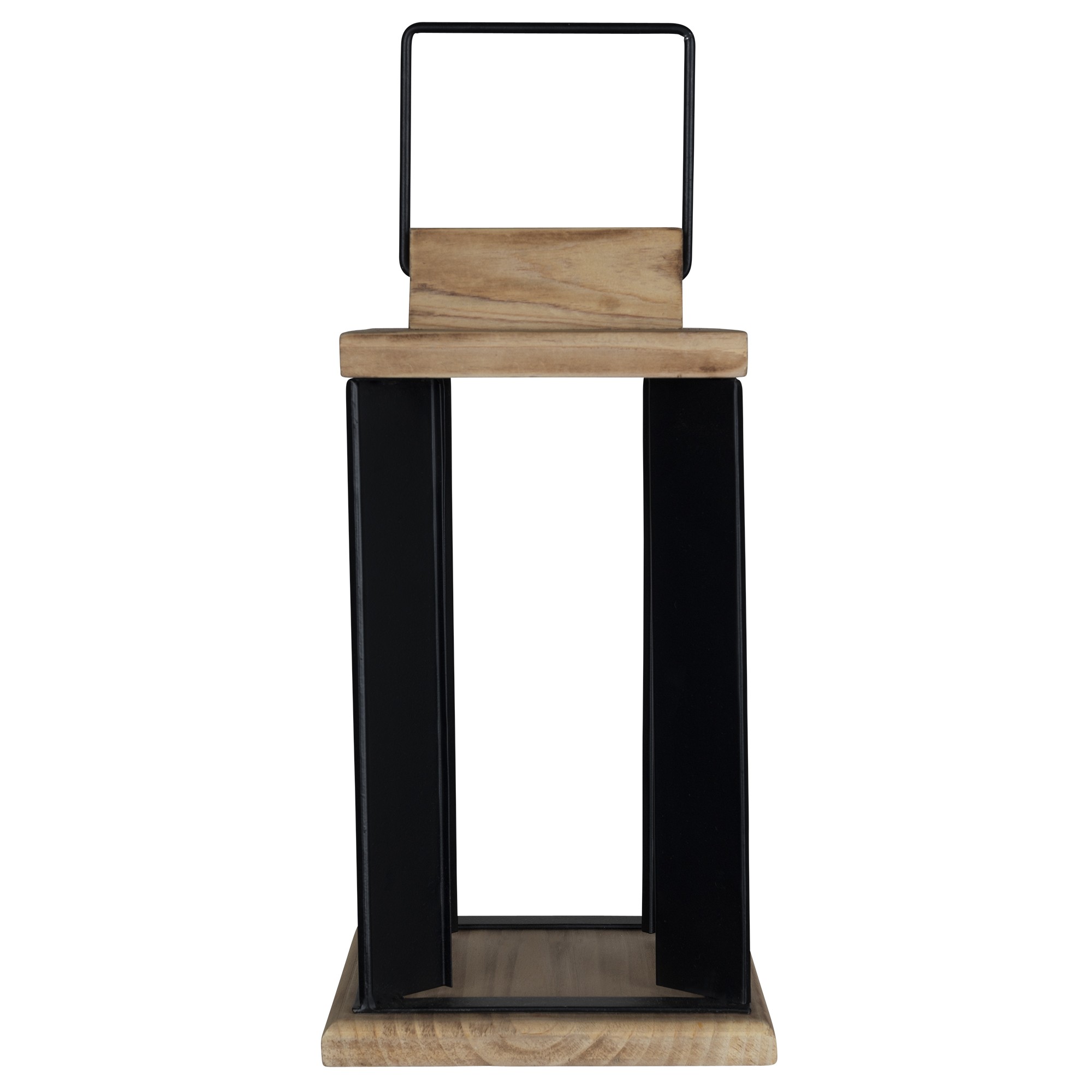 Stratton Home Decor Natural Wood and Black Metal Open Lantern