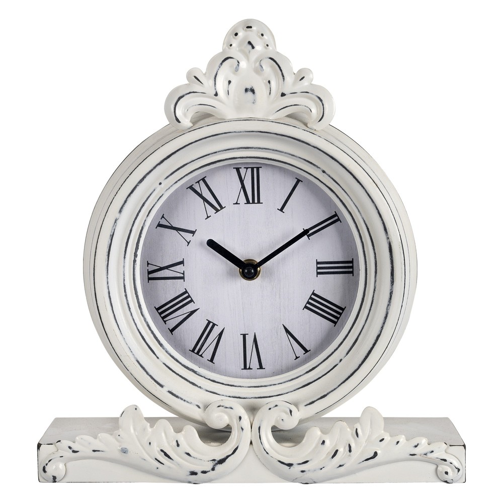 Vintage Look White Distressed Table Clock