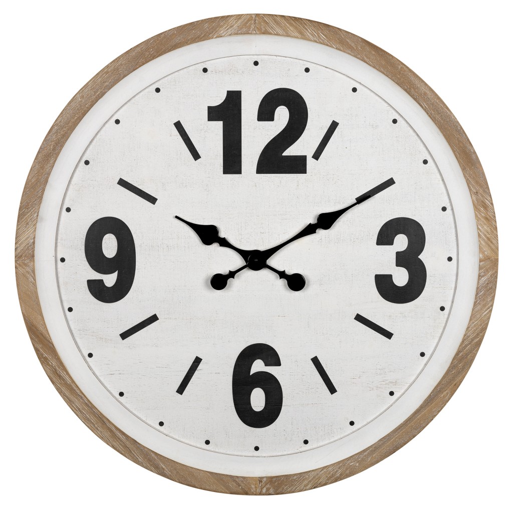 Rustic Natural White Wooden Wall Clock