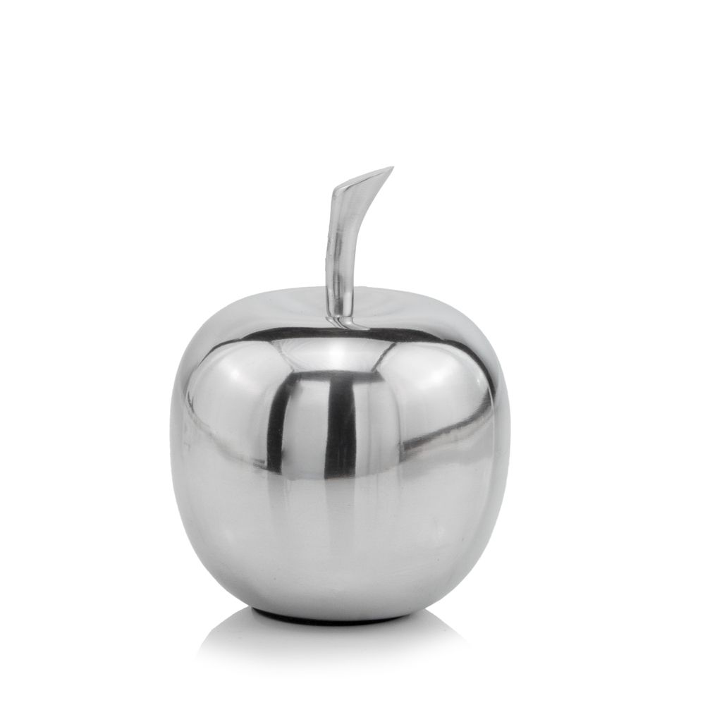 Silver Polished Mini Apple Shaped Aluminum Accent Home Decor