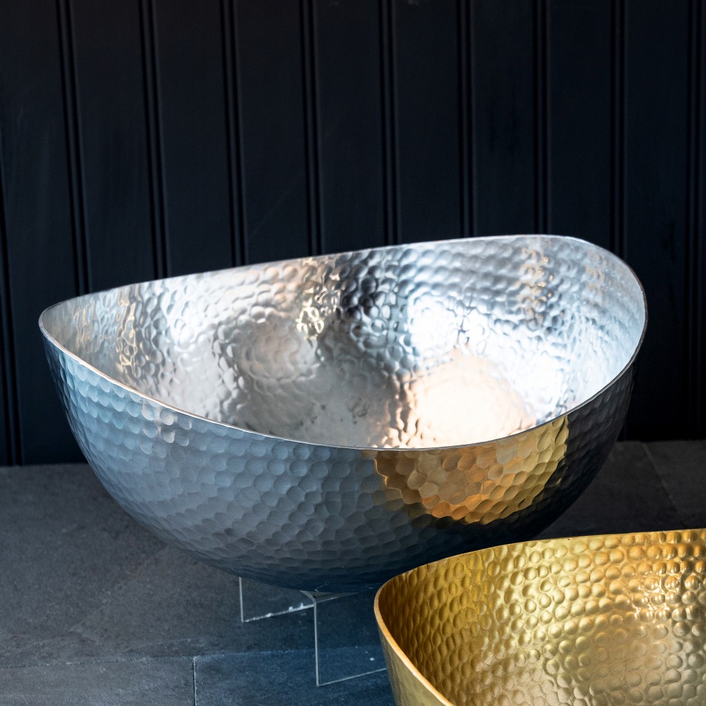 Handcrafted 12" Hammered Stainless Steel Centerpiece Bowl