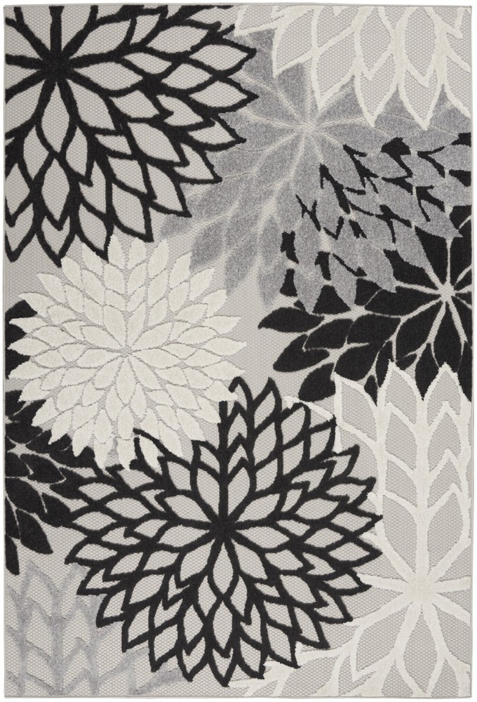 6 x 9 Black Gray White Indoor Outdoor Area Rug