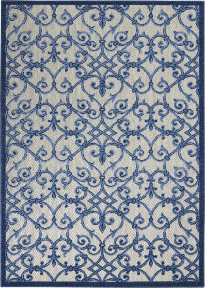 5 x 8 Gray and Blue Indoor Outdoor Area Rug