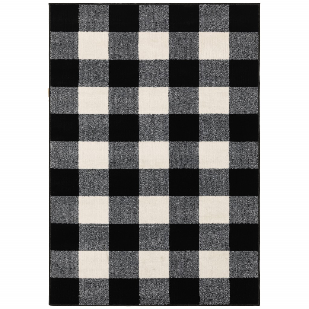 10 x 13 Monochromatic Gingham Pattern Indoor Area Rug