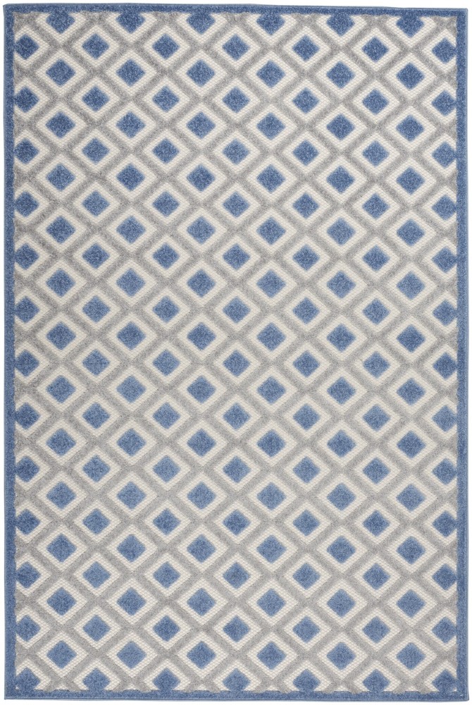 5 x 8 Blue and Gray Indoor Outdoor Area Rug