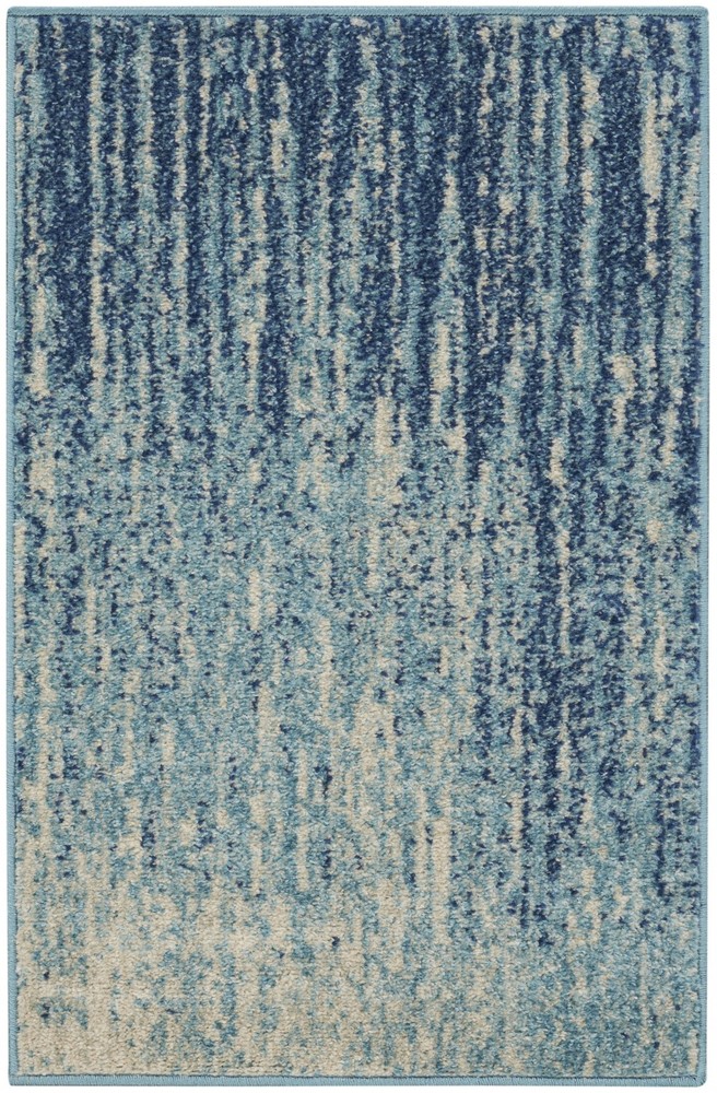 2 x 3 Navy and Light Blue Abstract Scatter Rug