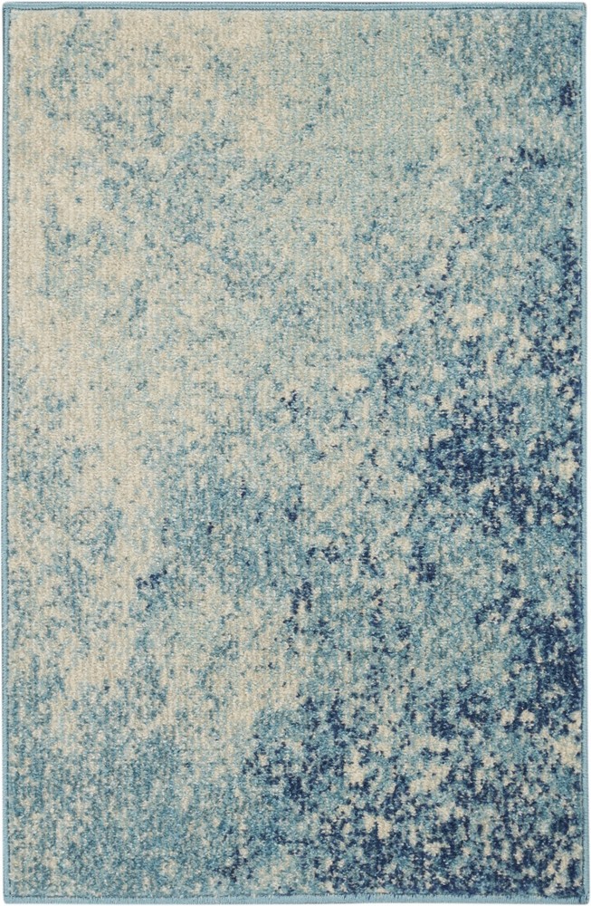 2 x 3 Light Blue and Ivory Abstract Sky Scatter Rug