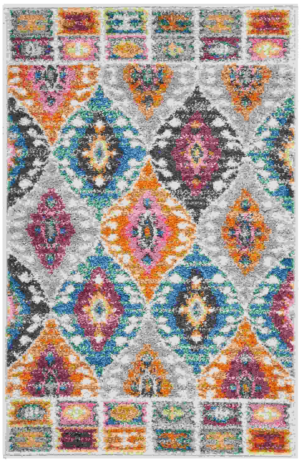 2 x 3 Multicolor Ogee Pattern Scatter Rug