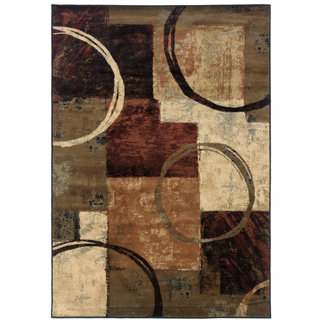 10 x 13 Brown and Black Abstract Geometric Area Rug