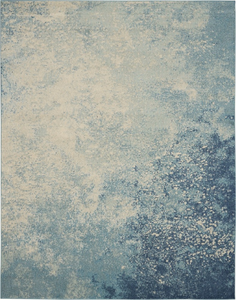 7 x 10 Light Blue and Ivory Abstract Sky Area Rug