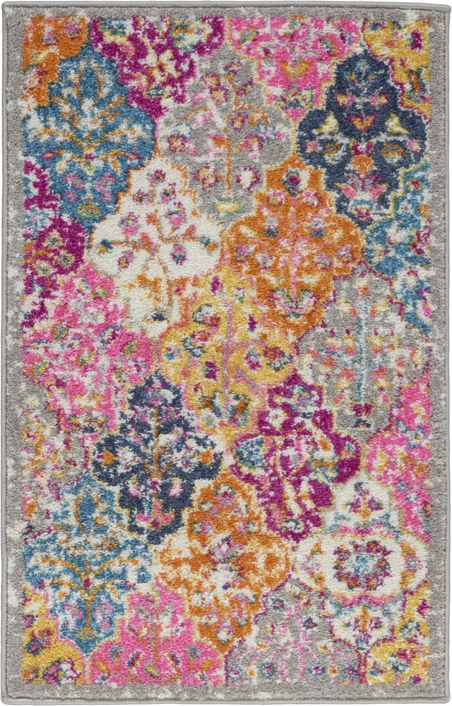 2 x 3 Muted Brights Floral Diamond Scatter Rug