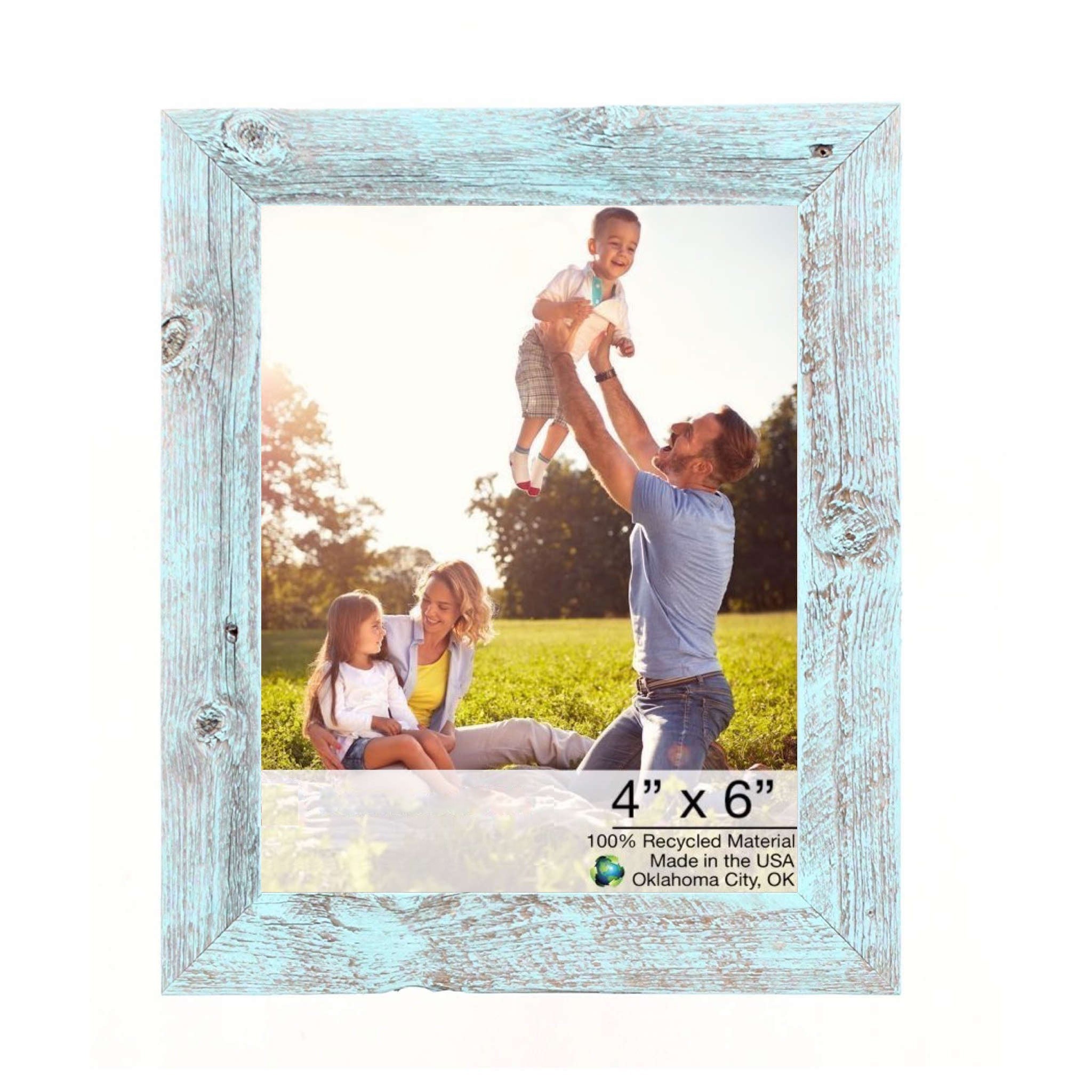 4 x 6 Rustic Farmhouse Light Aqua Blue Wood Frame