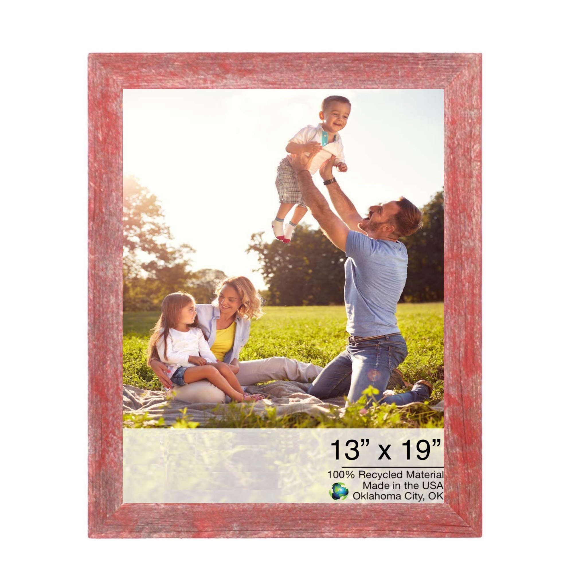 13 x 19 Rustic Farmhouse Red Wood Frame