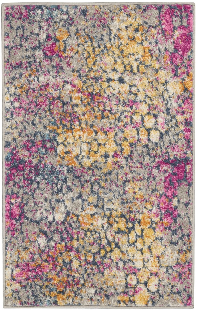 2 x 3 Yellow and Pink Coral Reef Scatter Rug