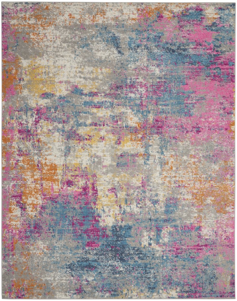 7 x 10 Ivory and Multi Abstract Area Rug