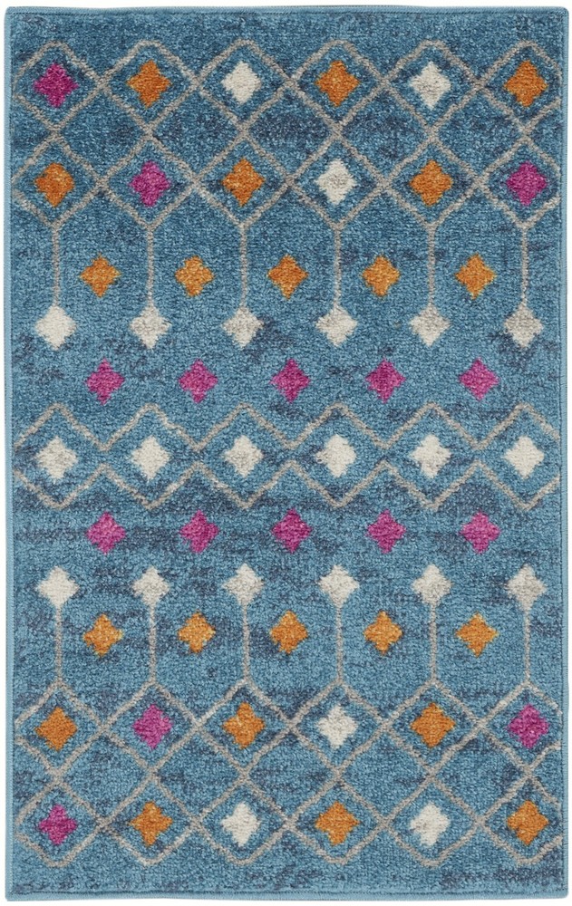 2 x 3 Blue Jewels Geometric Scatter Rug