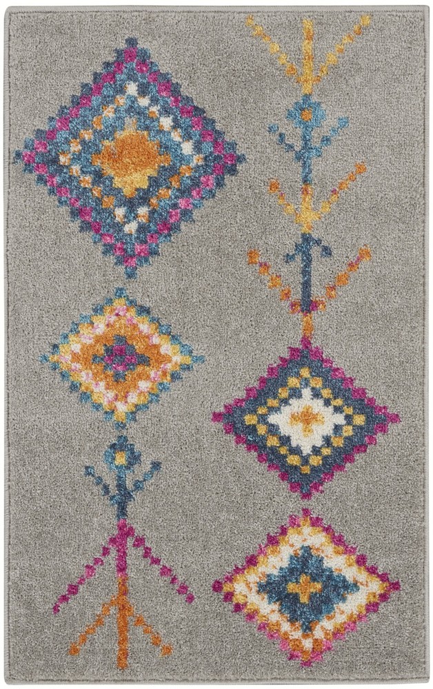 2 x 3 Gray and Multicolor Geometric Scatter Rug