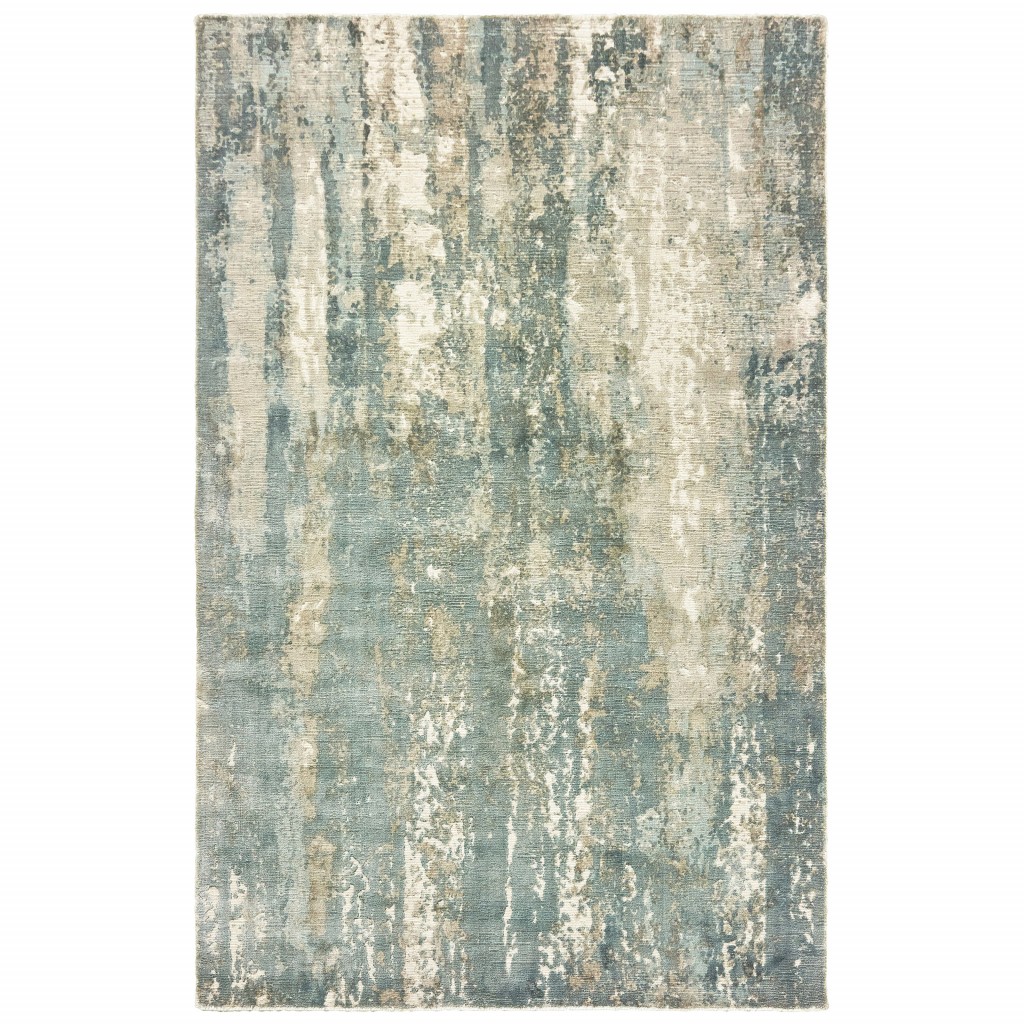 8 x 10 Blue and Gray Abstract Splash Indoor Area Rug
