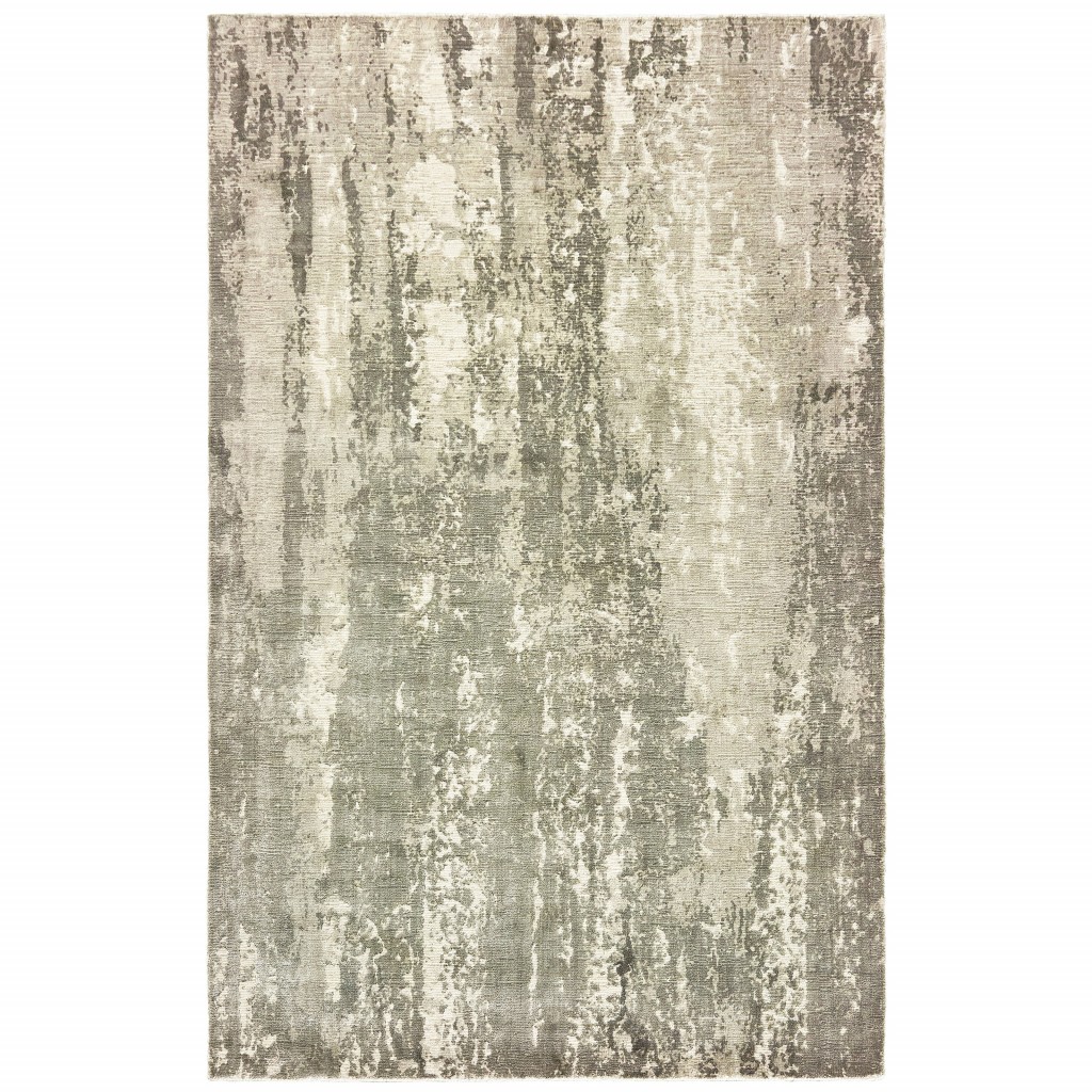 9 x 12 Gray and Ivory Abstract Splash Indoor Area Rug