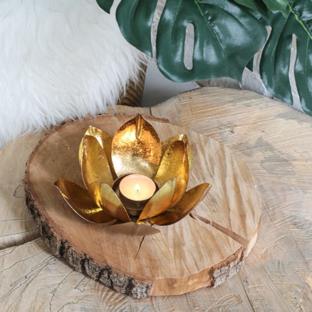 Gilded Golden Flower Tealight Holder