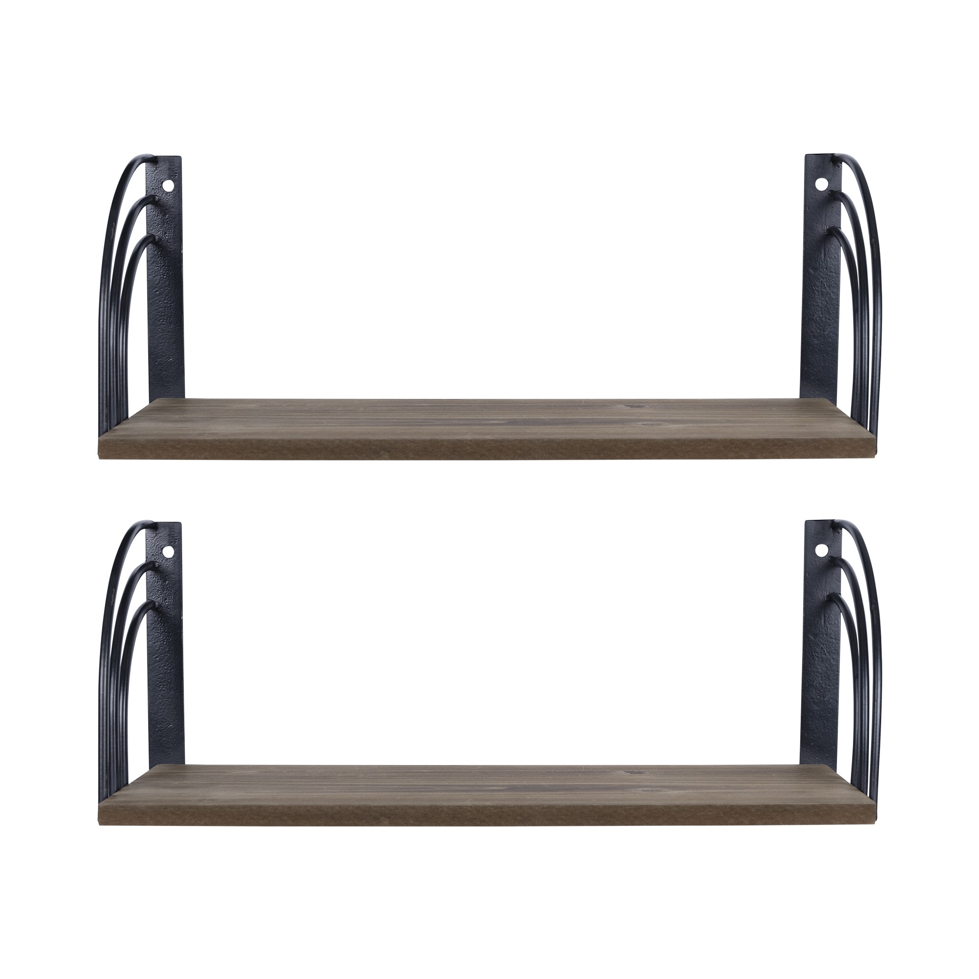 Set of Two Arched Wooden Floating Wall Shelves