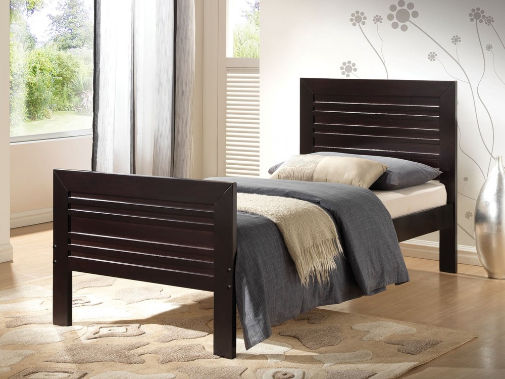 77" X 39" X 41" Twin Wenge Poplar Wood Bed