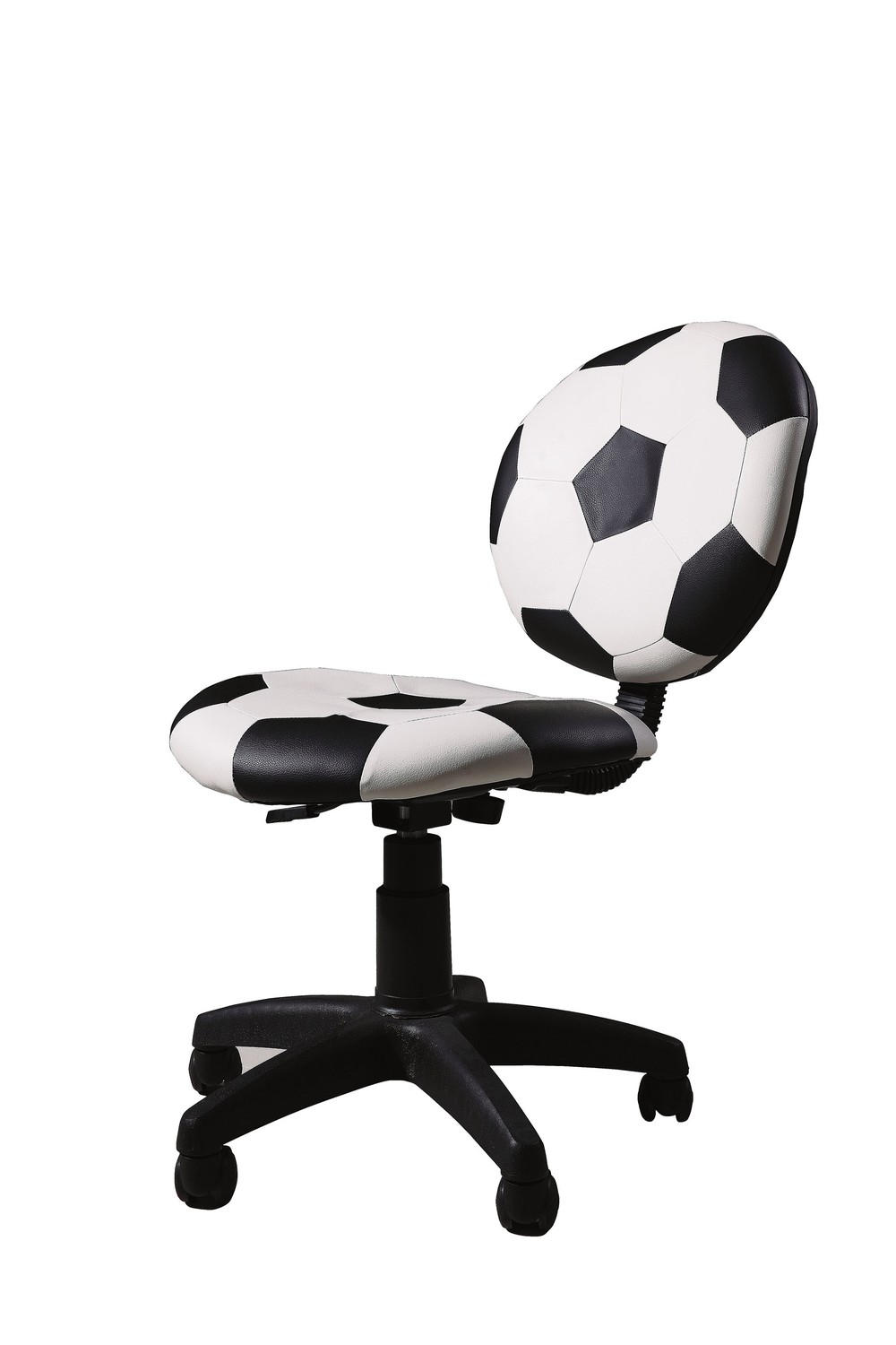 Youth Office Chair With Pneumatic Lift, Soccerball - Pu, Plastic, Foam Soccerball : Black & White