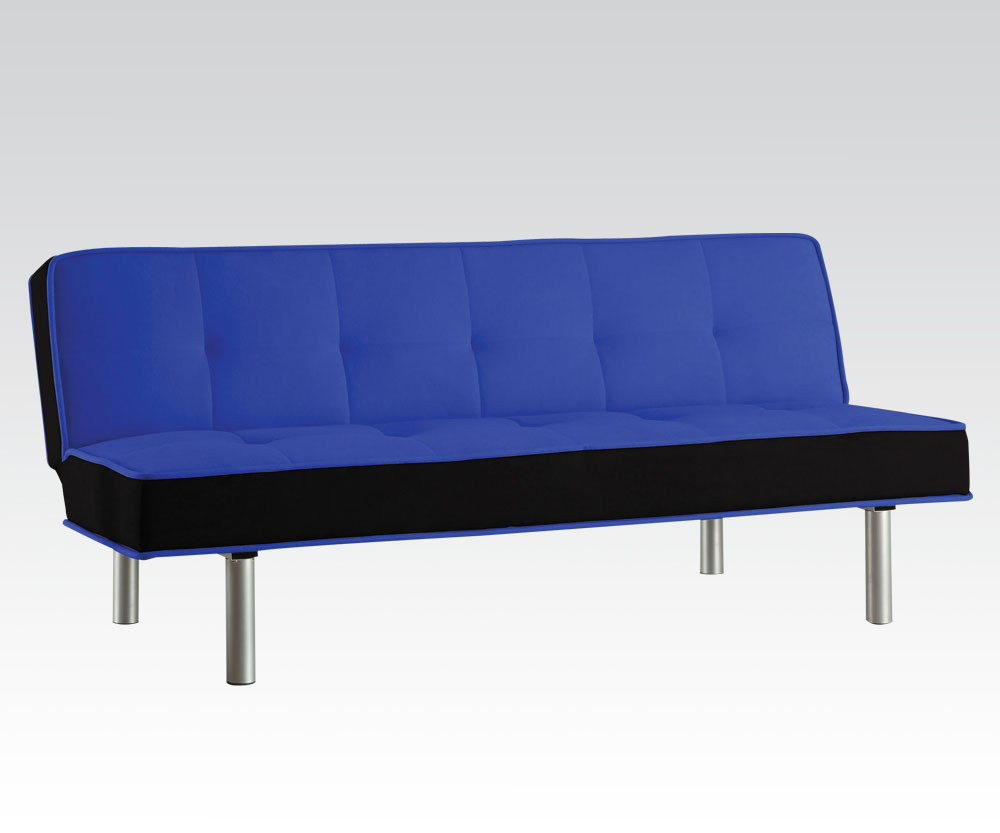 66" X 18" X 29" Blue & Black Flannnel Adjustable Couch