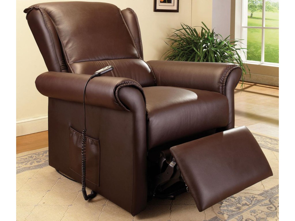 34" X 33" X 41" Dark Brown Recliner With Power Lift And Massage
