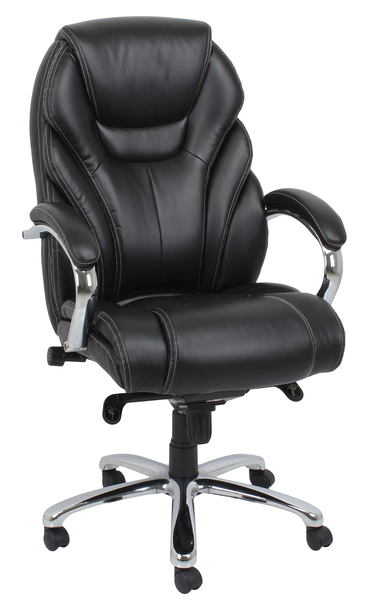 Office Chair with Pneumatic Lift, Black Bonded Leather Match - Bonded Leather, PVC, Meta Black BLM