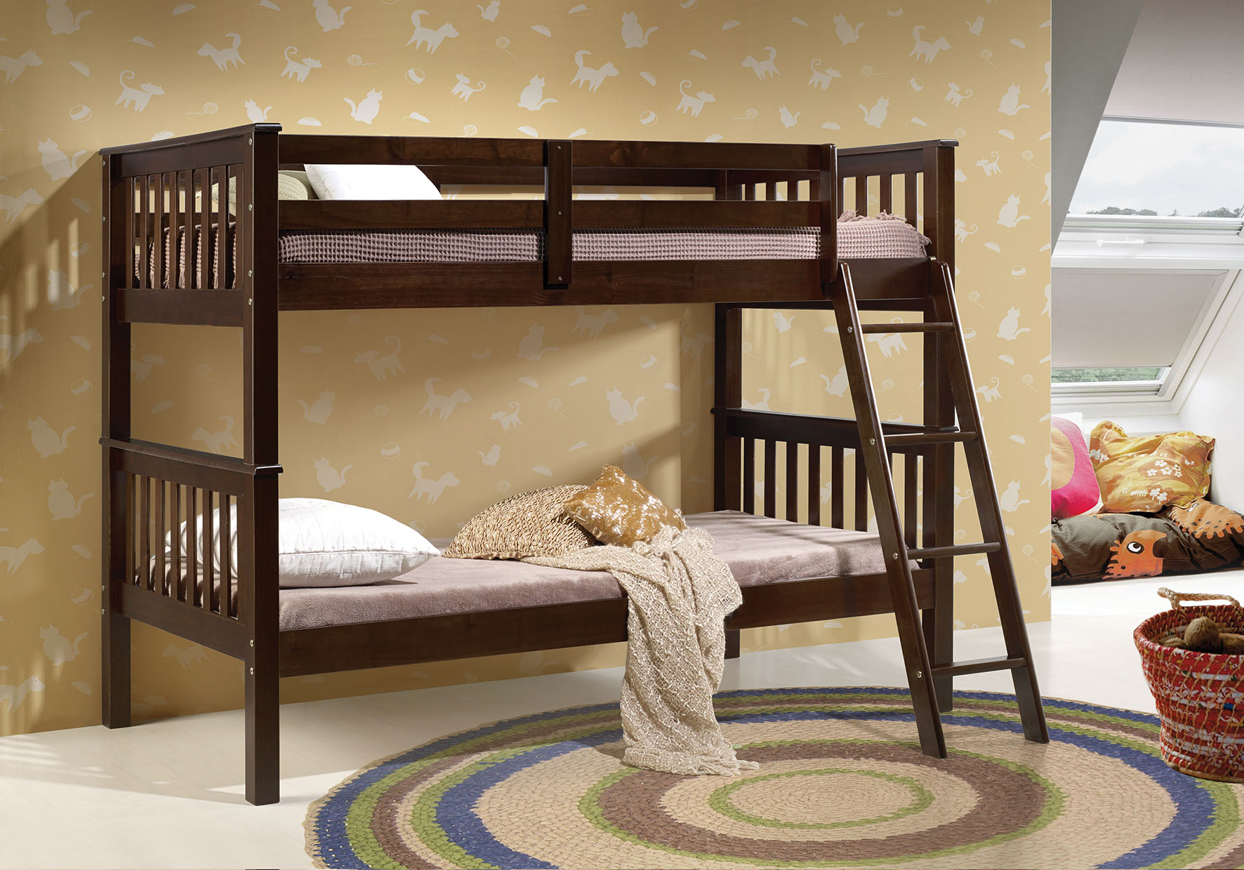 80" X 42" X 61" Twin Over Twin Espresso Bunk Bed