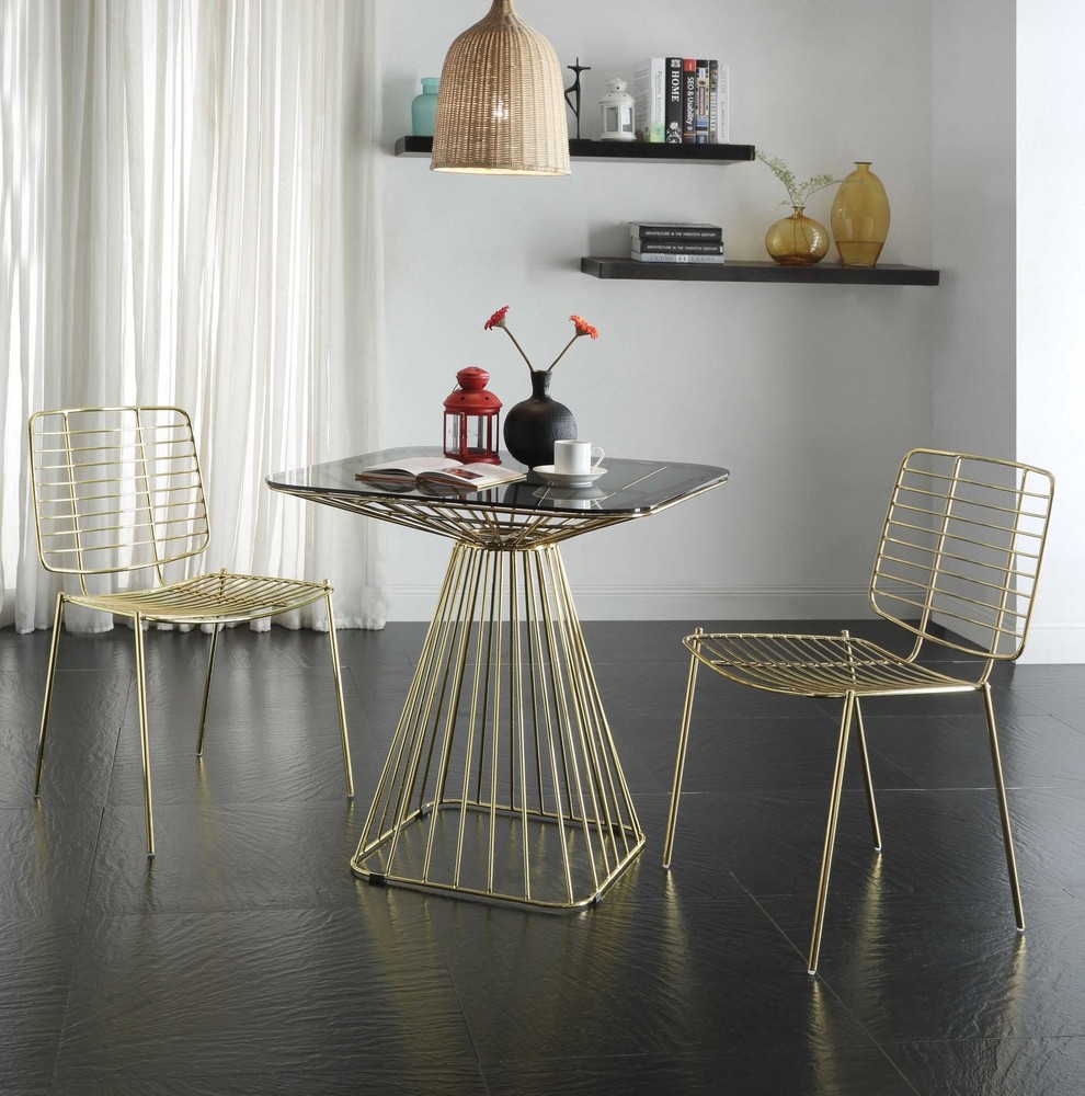 Side Chair (Set-2), Gold - Metal Gold