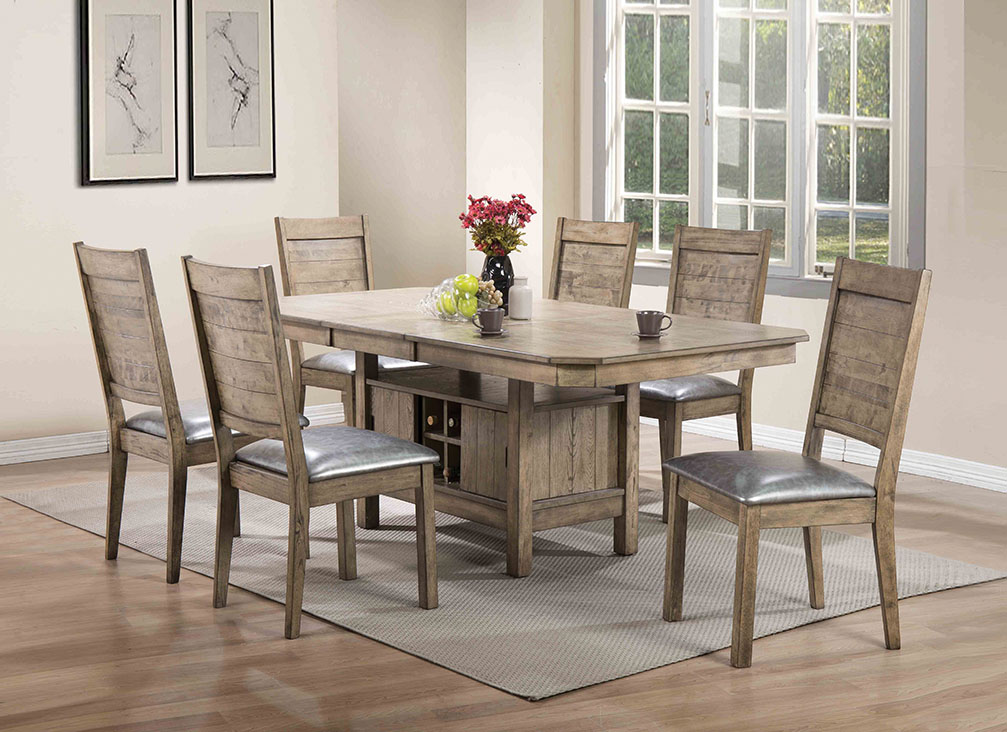 Rustic Style Dining Table With Wine Storage