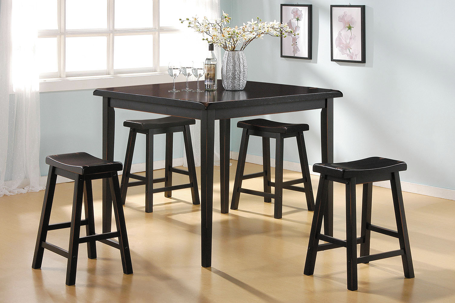Gaucho 5Pc Pack Counter Height Set, Black