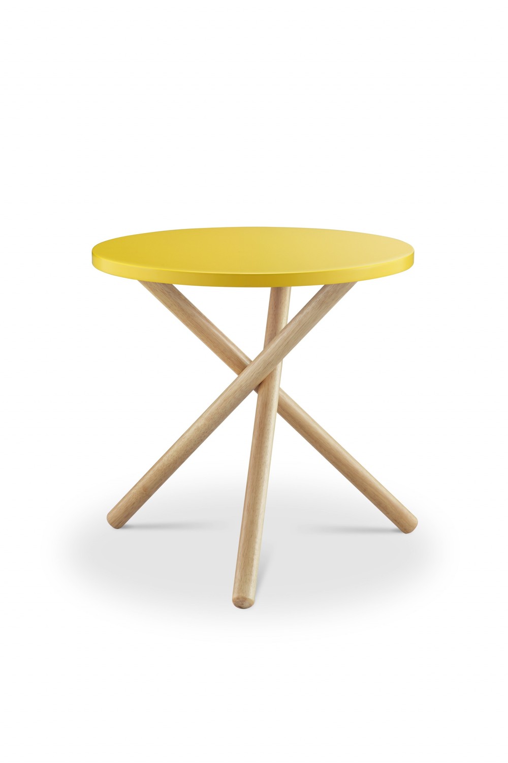 Mod Round Yellow and Light Wood Side Table