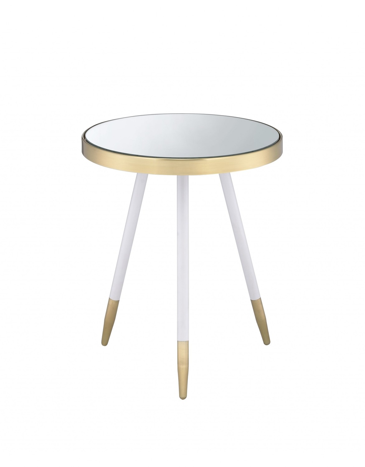 White and Gold Mirror Top Side Table
