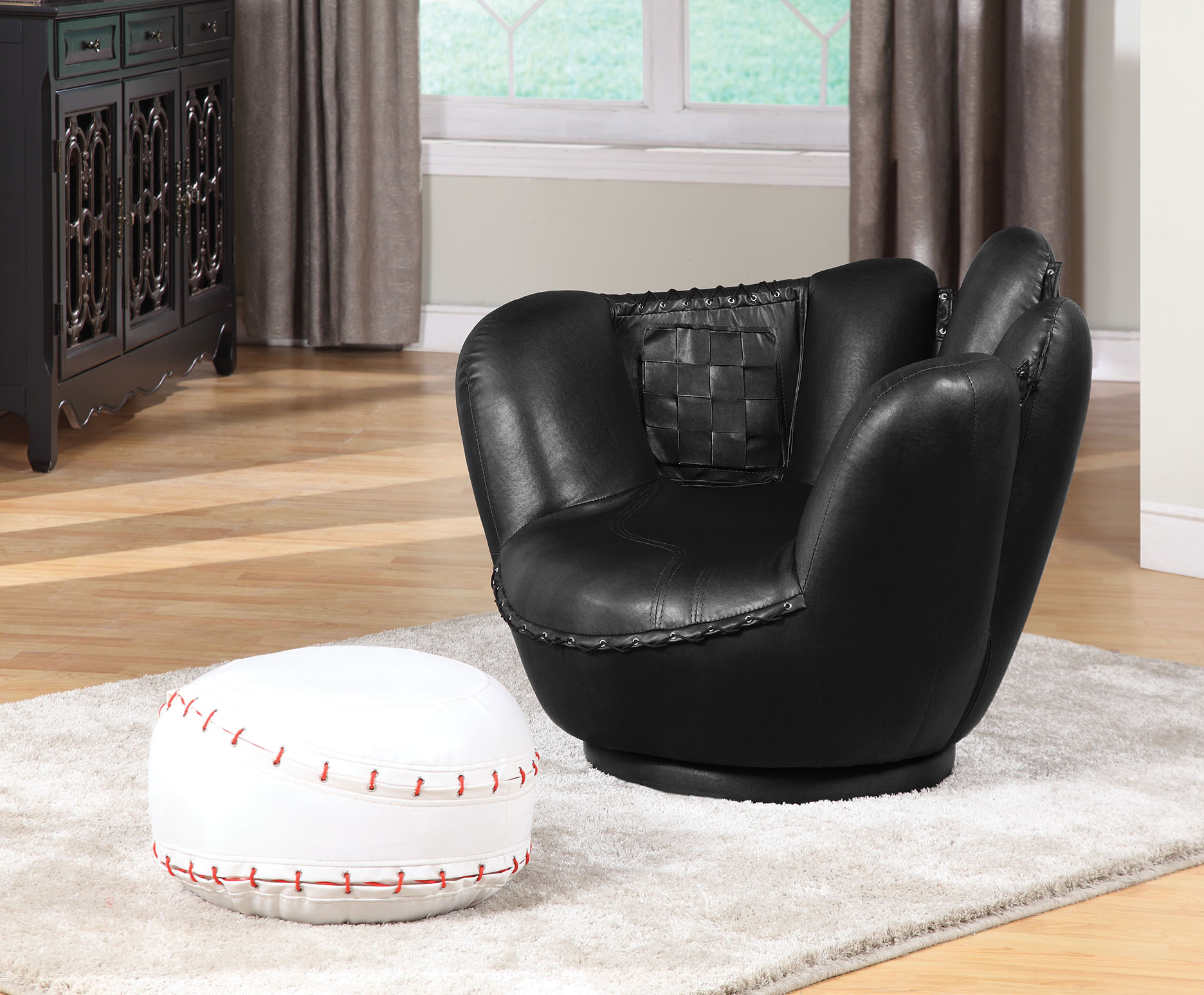 36" X 30" X 29" 2Pc Baseball And Glove Chair And Ottoman